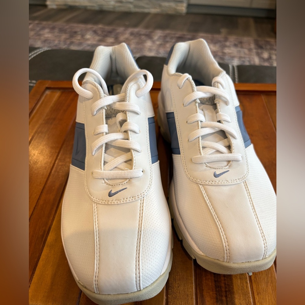 Nike Sport Performance Men Athletic Golf Shoes 309888-141 White Blue Size 6.5